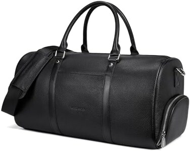 بوستانين شنطة دفل من الجلد الطبيعي للسفر وعطلة نهاية الاسبوع والليل، شنطة دفل رياضية لصالة الالعاب الرياضية للرجال