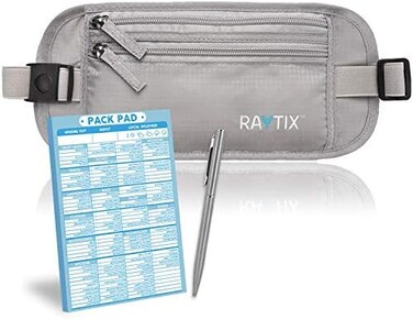 Raytix Travel Money Belt With RFID Transmissions &ndash;Secure, Hidden Travel Wallet, Grey, Rfid Wallet
