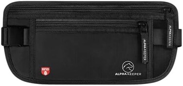 Alpha Keeper Money belt for travel - RFID slim passport holder men/women travel wallet hidden pouch under clothes to protect your information and money travel fanny pack/bag travel essentials