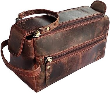 حقيبة أدوات الزينة الجلدية للرجال - منظم النظافة للسفر من راستيك تاون (بني جوزي)