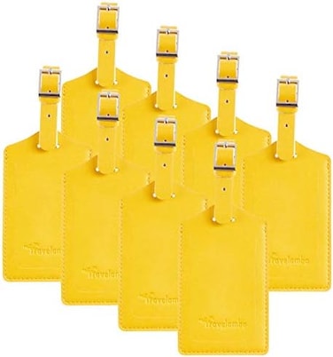 Travelambo 8 Pack Leather Luggage Travel Bag Tags Yellow