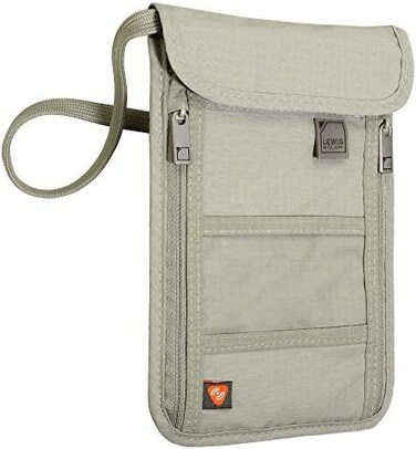 Lewis N. Clark Unisex Rfid Blocking Stash Neck Wallet, Travel Pouch + Passport Holder for Women &amp; Men 1 pack Travel Accessory- Neck Stash