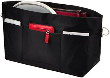 Vercord Handbag Purse Organzier Bag in Bag Large Capacity Insert Sturdy oxford fabric 11 Pockets Black