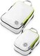 TRIPPED Travel Gear Compression Packing Cubes for - Luggage and Backpack Organizer Packaging Cubes for Clothes (White and Green, 2 Piece Set), White and Green, 2Piece