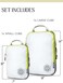 TRIPPED Travel Gear Compression Packing Cubes for - Luggage and Backpack Organizer Packaging Cubes for Clothes (White and Green, 2 Piece Set), White and Green, 2Piece
