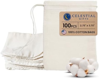 Celestial Gifts Muslin Bags with Drawstring 100% Cotton - Made in USA - Canvas Bags Bulk, Small Drawstring Bags
