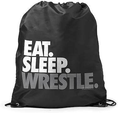 ChalkTalkSPORTS Wrestling Sport Pack Cinch Sack   Eat Sleep Wrestle, Black, 14"W x 18" H, Traveling
