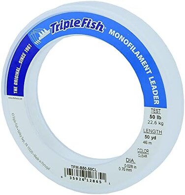 تريبل فيش خيط صنارة صيد مونو ليدر من تيست بوزن 50 باوند