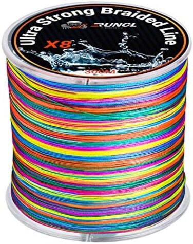 رانسل خيط صنارة صيد مجدول، 8 جدائل خيوط مضفرة مقاومة للتاكل، متينة للغاية، صب سلس، لا يتمدد، قطر اصغر، لون قوس قزح لرؤية اضافية، 328-1093 ياردة، 12-100 باوند