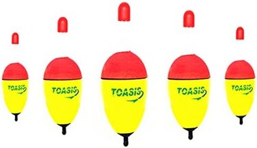 Toasis Fishing Drift Floats 5pcs Soft EVA Foam Slip Bobbers Assorted Sizes with Glow Sticks and Snap Connectors