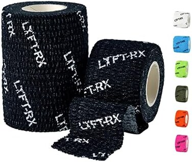 LYFT-RX Weightlifting Hook Grip Tape Premium Adhesive Stretch Athletic Tape Sticky, Stretchy, Easy Tear, Thumb Tape for Olympic Weight Lifting, WOD, Hookgrip, Fingers &amp; Thumbs Wrap - Black, 3-PACK