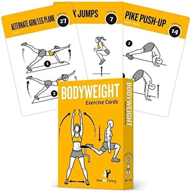 NewMe Fitness Bodyweight Workout Cards, Instructional Fitness Deck for Women &amp; Men, Beginner Fitness Guide to Training Exercises at Home or Gym (Bodyweight, Vol 1)