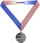 Decade Awards Gymnastics Medal, Patriotic - Gold - 2.75 Inch Wide   Gymnast First Place Medal with Stars and Stripes Neck Ribbon