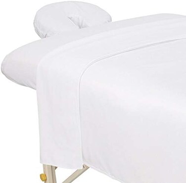 ForPro Professional Collection Premium Microfiber 3-Piece Massage Sheet Set, White, Ultra-Light, Stain, and Wrinkle-Resistant Includes Massage Flat and Fitted Sheet and Massage Face Rest Cover