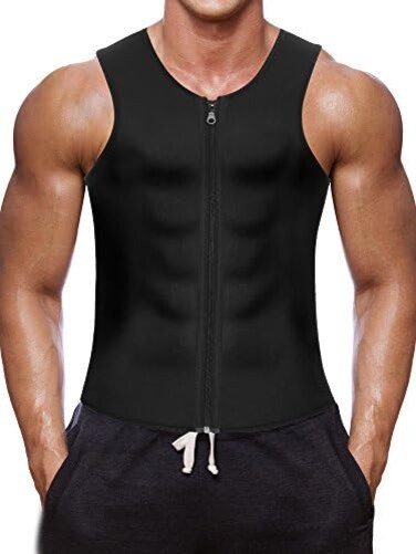 Wonderience Men Waist Trainer Vest for Weightloss Hot Neoprene Corset Body Shaper Zipper Sauna Tank Top Workout Shirt (Large)
