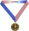 Decade Awards 1st Place World Class Medal - Gold   WCM First Place Award   Includes Stars and Stripes American Flag Neck Ribbon   3 Inch Wide