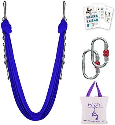 F.Life Aerial Silk Yoga Hammock &amp; Swing for yoga Inversion,Strength training,starter hardware kit