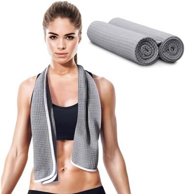 desired body Gym Towels for Sweat (2 Pack) - Absorbent Waffle Fabric Texture Workout Towels for Gym, Sports, and Exercise - Quick-Drying, Odor-Free, and Lightweight - for Men and Women