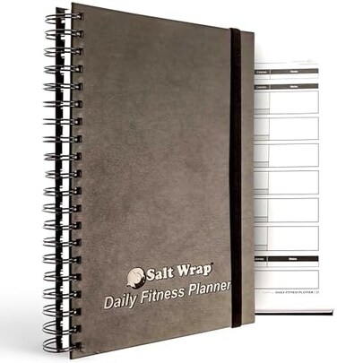SaltWrap The Daily Fitness Planner - Best Weight Training Log, Food Journal and Fitness Tracker (Daily &amp; Weekly Pages + Goal Tracking Templates) - Spiral-bound, 280 pages (16 weeks): Size 7"x10