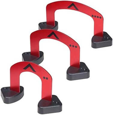 مجموعة تدريب على وضع البوابات: تتضمن 3 بوابات معدنية فاخرة (2 انش / 3 انش / 4 انش) - تستخدم على الاخضر او في المنزل، احمر