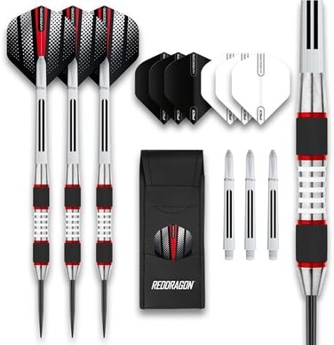RED DRAGON Evo Series Tungsten Darts Set with Flights, Shafts (Stems) and Wallet