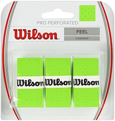 Wilson Pro Overgrip Perforated 3 Pack - Tennis - Badminton - Squash (Green)