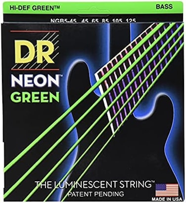 دكتور استرينج HI-DEF NEON - أوتار باس خضراء ملونة: 5 أوتار متوسطة 45-125