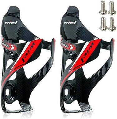 TOCYORIC Wiel Full Carbon Fiber Bicycle Bike Light Drink Water Bottle Cage Holder (2Pcs Black Red)