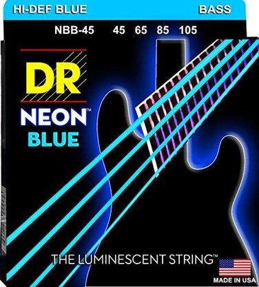 دكتور استرينج HI-DEF NEON - أوتار باس زرقاء ملونة: متوسط 45-105