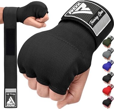 RDX Boxing Hand Wraps Inner Gloves Men Women, Quick 75cm Long Wrist Straps, Elasticated Padded Fist Under Mitts Protection, Muay Thai MMA Kickboxing Martial Arts Punching Speed Bag Training Bandages