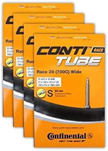 Continental. Race 28" 700x25-32c Bicycle Inner Tube Bundle - 60mm Presta Valve - 4 PACK w/BONUS Conti Sticker