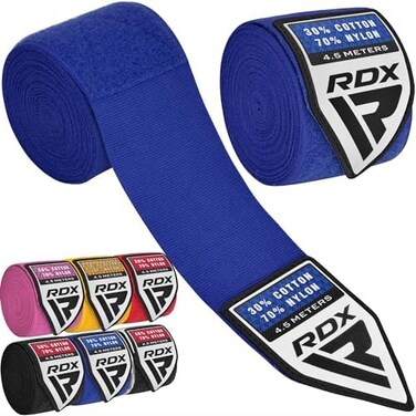 RDX Boxing Hand Wraps Inner Gloves, 4.5m Elasticated Thumb Loop Bandages, Men Women Under Mitts Straps Wrist Protection, Muay Thai MMA Kickboxing Martial Arts, Speed Bag Punching Training