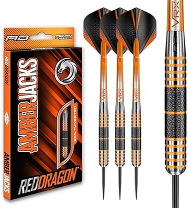 RED DRAGON Amberjack Series Darts Set with Flights and Shafts (Stems)