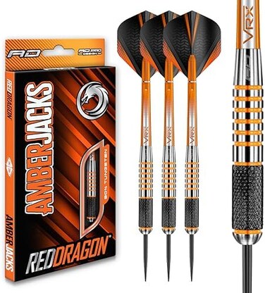 RED DRAGON Amberjack Series Darts Set with Flights and Shafts (Stems)
