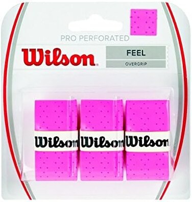 Wilson Pro Overgrip Perforated 3 Pack - Tennis - Badminton - Squash (Pink)
