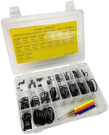 سكوبا تشويس مجموعة حلقات دائرية للغوص مع ريش نحاسي مع مجموعة حلقات دائرية (200 قطعة)، مقاس L