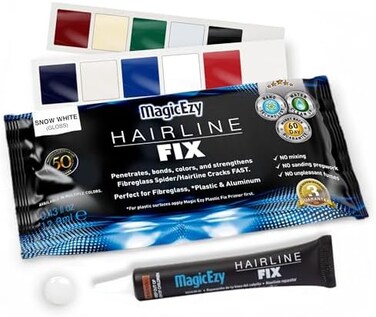 MagicEzy Hairline Fix - (Snow White)  Gelcoat Repair Kit   Fix Cracks and Scratches Like a Pro   Fibreglass Boat Repair Filler   Boats, Jet Skis, Fibreglass, PVC, Carbon Fiber, Plastic