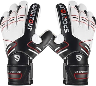 قفازات حارس مرمى سينر للاطفال مع حماية للاصابع، مضادة للانزلاق توفر حماية قوية للاصابع، اسود