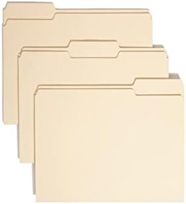 سميد مجلد ملفات معاد تدويره بنسبة 100%، علامة تبويب مقصوصة 1/3، حجم الرسائل، مانيلا، 100 قطعة لكل صندوق (10339)