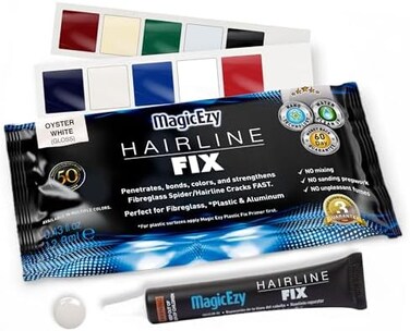 MagicEzy Hairline Fix - (Oyster White) - Gelcoat Repair Kit for Boats -Crack, Scratch, Chip Touch Up Repair - Marine Fiberglass Repair Kit - Touch Up Paint - Porcelain, Ceramic, Acrylic