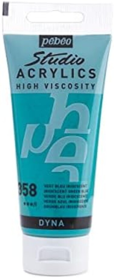 PEBEO P&eacute;b&eacute;o 832-353 - Studio Acrylics Fine Acrylic - Acrylic Paint - Iridescent Acrylic - Iridescent Green Blue - Iridescent Green Blue 100ml/3.38oz