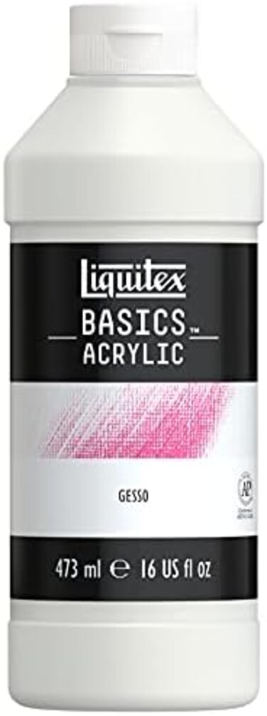 Liquitex BASICS Gesso Surface Prep Medium, 473ml (16-oz) Bottle, White