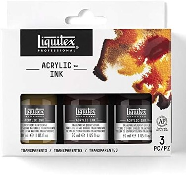 Liquitex Professional Acrylic Ink, Transparent Set, 1 Fl Oz (Pack of 3)