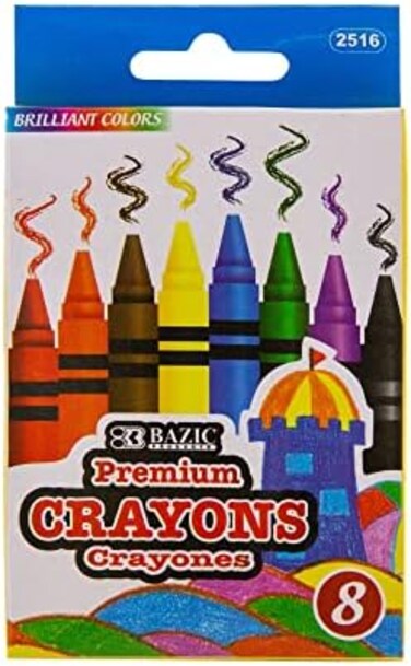 BAZIC Products 8 Color Premium Quality Crayon, Case of 24 (2516-24)