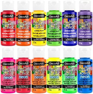 Decoart Acrylic 2 Oz 12 Count Brights Craft Paint Value Pack, 24 Oz