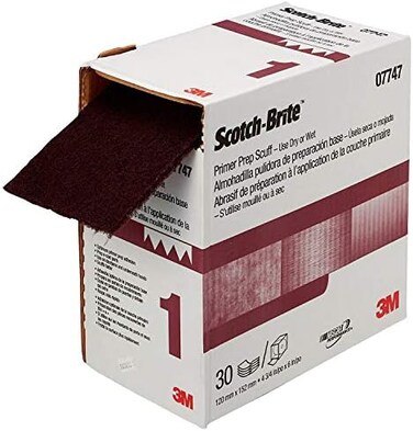 Cubitron Scotch-Brite(TM) Primer Prep Scuff 07747, Aluminum Oxide, 15' Length x 4-3/4" Width, Maroon (Pack of 1)