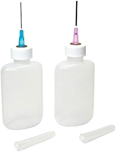 Gaunt Industries Oiler Boiler Art Bottle Set- Including (1) HYPO-200 with 25 gauge blunt needle &amp; (1) HYPO-490 with 18 gauge blunt needle- Watercolor &amp; Acrylic Paint Applicator- 1-1/4 Ounce Bottle