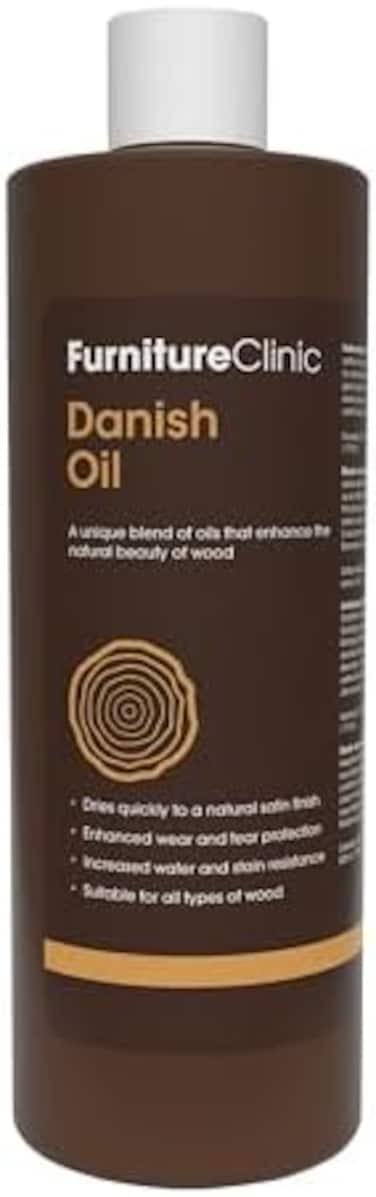 Furniture Clinic Danish Oil for Wood - Premium Finishing Oil to Enhance The Natural Beauty of Oak, Pine &amp; Wooden Worktop Surfaces - Seal &amp; Protect for a Satin Finish - 500ml