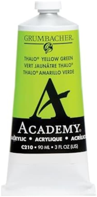 Grumbacher Academy Acrylic Paint, Gloss, 90ml/3 oz Metal Tube, Thalo Yellow Green
