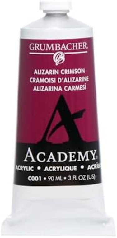 Grumbacher Academy Acrylic Paint, Gloss, 90ml/3 oz Metal Tube, Alizarin Crimson